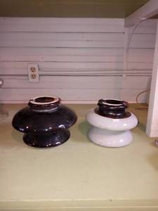 lot 33821 image: Lot Of 2 Mid Sized Ceramic Insulators