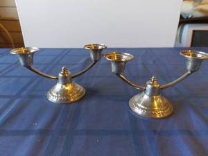 lot 208 image: Pair of National Sterling Weighted Candlesticks