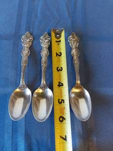 lot 236 image: 3 Wallace Sterling Month Spoons