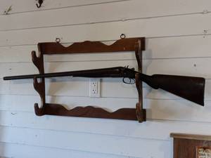 lot 461 image: L.C Smith Double Barrel Damascus Steel 12 Gauge Pat March 1883