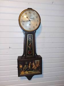 lot 20608 image: Antique Waterbury Banjo Clock