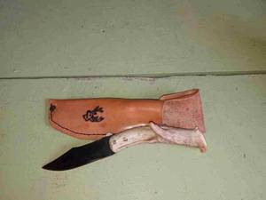 lot 514 image: Antler Handle Knife With Sheath