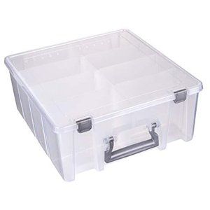 lot 4296 image: AB Designs 6990ABD Super Satchel Double Deep with Removable Dividers Stackable Home Storage Organization Container, Clear