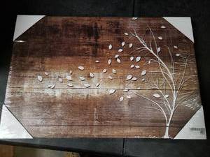 lot 4328 image: Woodgrain Tree Painting 24x16 Inches