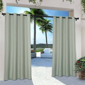 lot 4332 image: Set of 2 96x54 Solid Cabana Grommet Top Light Filtering Curtain Panel Light Green - Exclusive Home