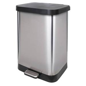 lot 4355 image: GLAD Stainless Steel Step Trash Can with Clorox Odor Protection of The Lid Fits Kitchen Pro 13 Gallon Waste Bags