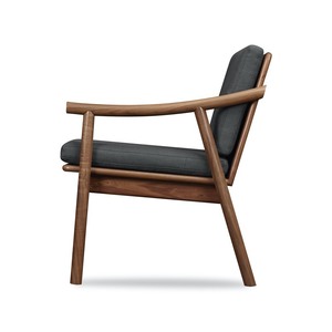 lot 4236 image: Single Seat Lounge Chair, Cherry Wood Frame With Charcoal Cushions