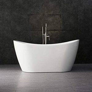lot 4241 image: Woodbridge Freestanding Bathtub B0016-C, 58x28 Inch, White And Chrome