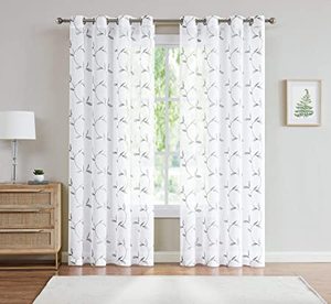 lot 4293 image: Set Of 2 Maria Embroidery Curtain With Grommets Silver 84L