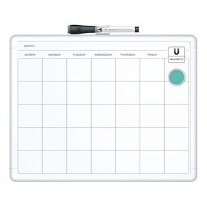 lot 8137 image: 2pk U Brands Contempo Magnetic Monthly Calendar Dry Erase Board, 11 x 14 Inches, White Plastic Frame