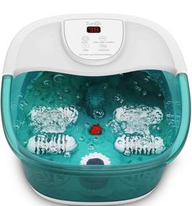 lot 31010 image: Foot Spa, Turejo Foot Bath Massager with Heat Bubbles Vibration 6 in 1, Detachable Pumice Stone, Medicine Box, Auto Shut-Off, 4 Massage Rollers, Infared Light for Relieve Feet Stress Home Use