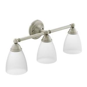 lot 31025 image: Moen Brantford Brushed Nickel Three Globe Bath Light
