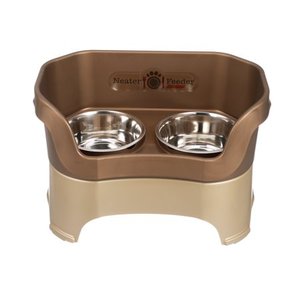 lot 31062 image: Neater Pets Neater Feeder Deluxe Mess-Proof Elevated Food & Water Bowls for Large Dogs, Bronze