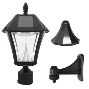 lot 31071 image: Gama Sonic Baytown Black Solar Powered LED Lantern 1 pk