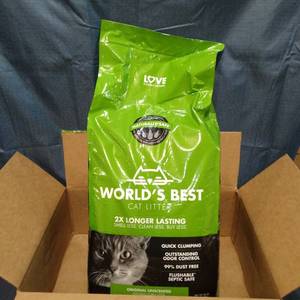 lot 31112 image: NATURALY SAFE WORLDS BEST CAT LITTER 2X LONGER LASTING 32LB ORIGINAL UNSCENTED NATURAL CORN LITTER
