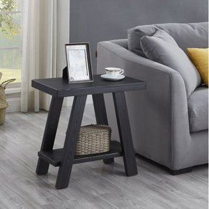 lot 31141 image: Athens Contemporary Wood Shelf Side Table