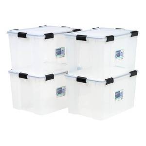 lot 31145 image: IRIS USA 74Qt WEATHERTIGHT Storage Box with Latches, 4 Pack