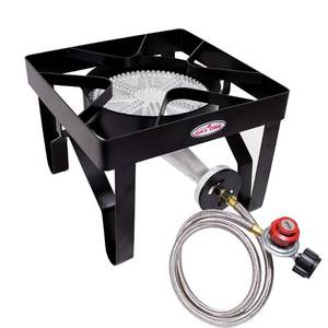 lot 31149 image: Gas One Propane Single Burner 200,000BTU Heavey Duty - 0-20 PSI Adjustable Regulator and Hose Camp Stove