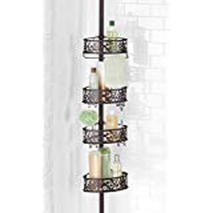 lot 31180 image: InterDesign Vine Constant Tension Shower Caddy Bathroom Storage Shelves for Shampoo Conditioner and Soap Bronz