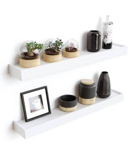 lot 31193 image: Ballucci Modern Ledge Wall Shelves 24, Set of 2, Floating Shelves for Decorative Living Room Bedroom Office or Hallway, 24 x 4 x 1.75 Inches, White