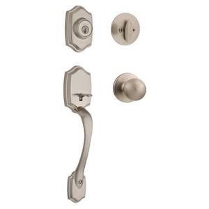 lot 31203 image: Kwikset Satin Nickel Belleview Entry Handleset