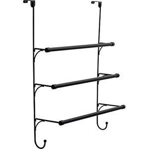 lot 31218 image: Franklin Brass 193153-MB Bath Storage and Organization Triple Towel Rack with Hooks, Matte Black