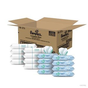 lot 31220 image: Pampers Baby Wipes Complete Clean Baby Fresh Scent 16 Packs (Tub Not Included), 1152 Total Wipes