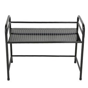 lot 31246 image: Mind Reader Microwave Oven Rack Shelf Unit with 6 Hooks for Kitchen Utensils, Towels, Mits, and More