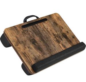 lot 31275 image: SONGMICS Lap Desk, Cushioned Bed Tray, with Phone Tablet Slot, for up to 15.6 Inches Laptop, 21.7 x 14.6 x 4.7 Inches, Rustic Brown ULLD108B01
