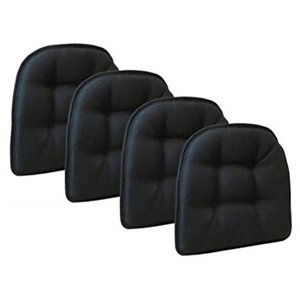 lot 31291 image: Klear Vu Omega Gripper Tufted Furniture Safe Non-Slip Dining Chair Cushion, Midnight Black, 4-Pack