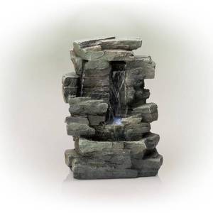 lot 31304 image: Alpine Corporation 4-Tier Cascading Tabletop Fountain with LED Lights
