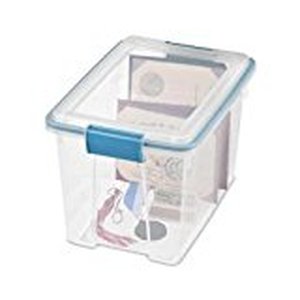 lot 31347 image: Sterilite 20qt Gasket Box with Latches ClearBlue