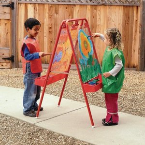 lot 31361 image: Colorations 2-Way IndoorOutdoor Adjustable Acrylic Panel Easel for Kids (23L x 29-12W x 45H) (Item # 2WAPE)