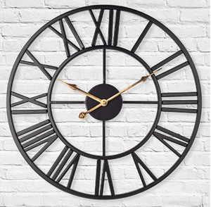 lot 31038 image: Silent Metal Skeleton Wall Clock, Yohaoupty 40cm European Farmhouse Vintage Clock