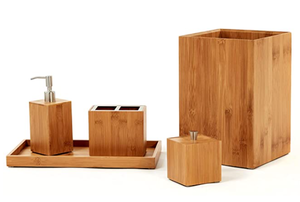 lot 31059 image: Seville Classics - Bamboo Bath and Vanity Set - 5 PCs