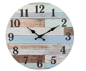 lot 31061 image: Stonebriar - Coastal Work Blue and White MDF Wall Clock