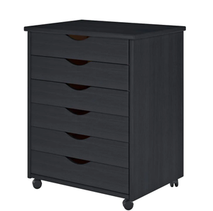 lot 31082 image: SOLID WOOD SOLID VALUE SIX DRAWER ROLL CART MATTE BLACK FINISH