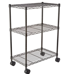 lot 31251 image: Amazonbasics 3-shelf Shelving Unit On Wheels