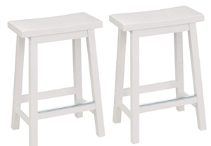 lot 31285 image: Basics Solid Wood Saddle-Seat Kitchen Counter-Height Stool - Set of 2 24 Inch...