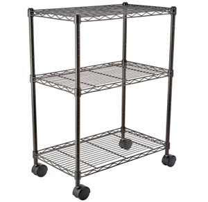 lot 31319 image: Amazonbasics 3-shelf Shelving Unit On Wheels