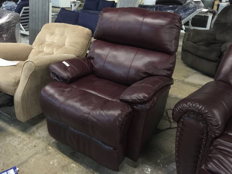 lot 9233 image: ROCKINGRECLINING PLUSH LEATHER CHAIR