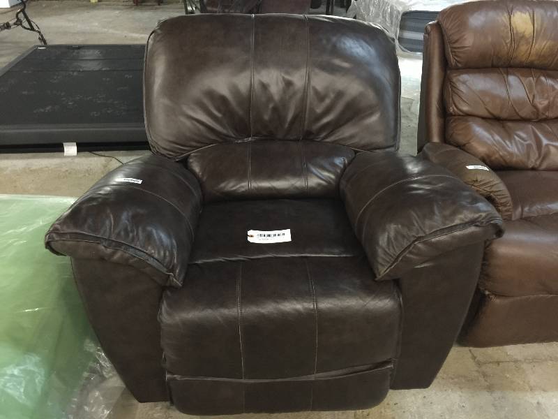 lot 9235 image: PLUSH LEATHER RECLINERROCKER - BROWN