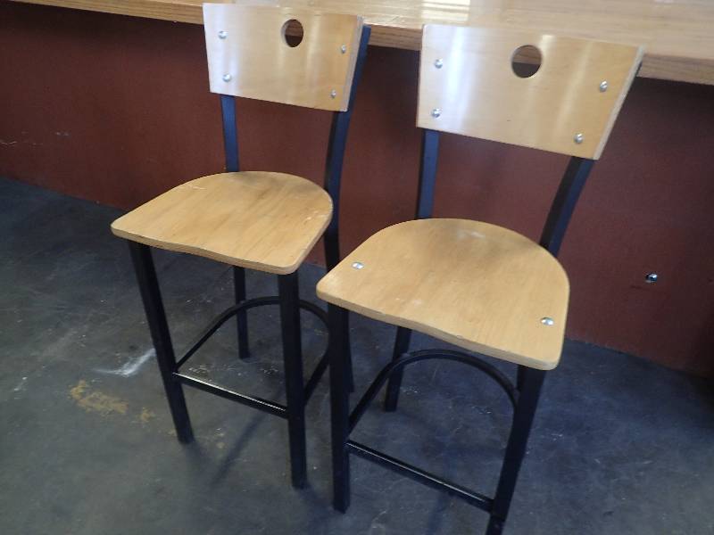 lot 44 image: (2) Steel Framed Bar Height Chairs