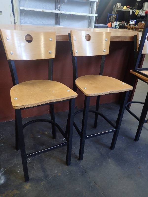 lot 45 image: (2) Steel Framed Bar Height Chairs