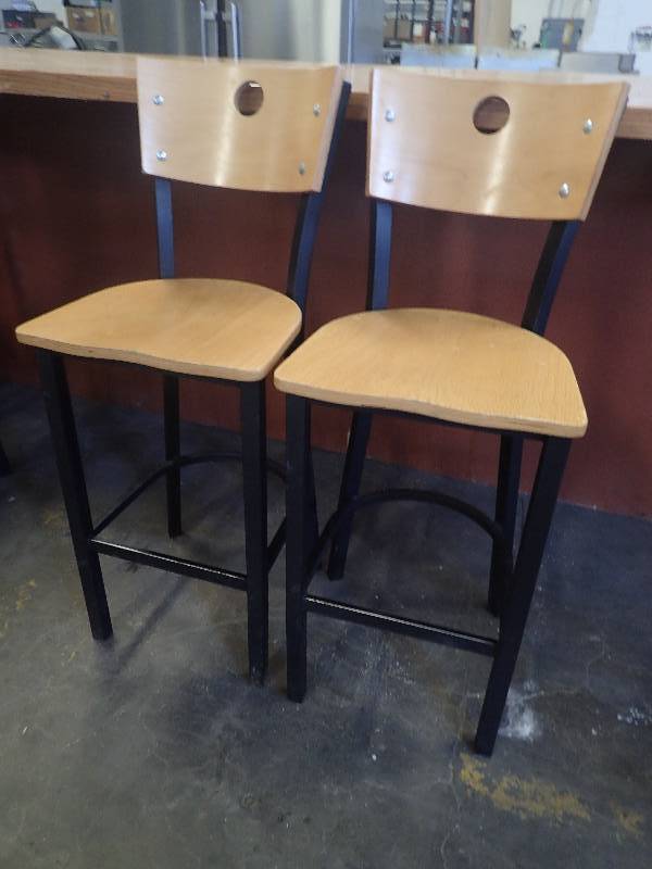 lot 46 image: (2) Steel Framed Bar Height Chairs