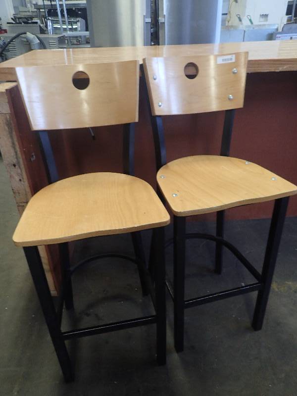 lot 47 image: (2) Steel Framed Bar Height Chairs
