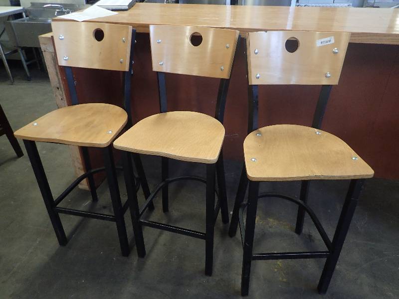 lot 48 image: (3) Steel Framed Bar Height Chairs