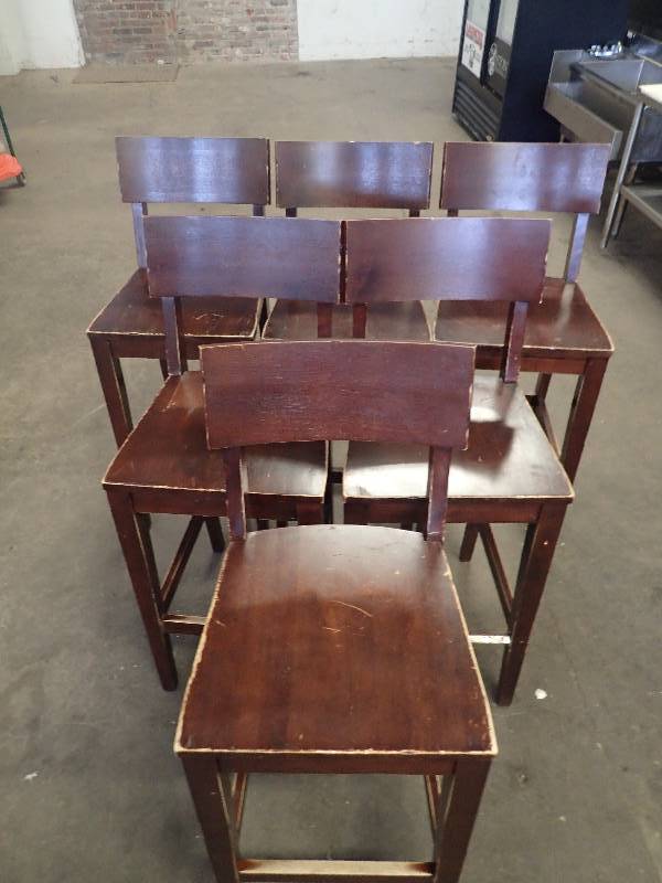 lot 49 image: (6) Wooden Bar Height Chairs