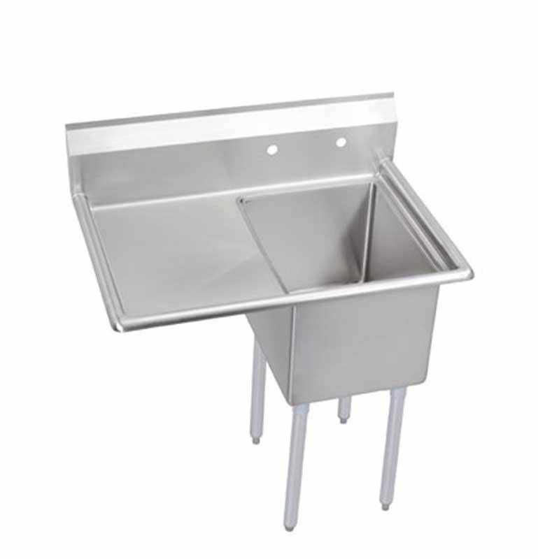lot 65 image: Elkay Stainless Single Bay Sink w Drain Board