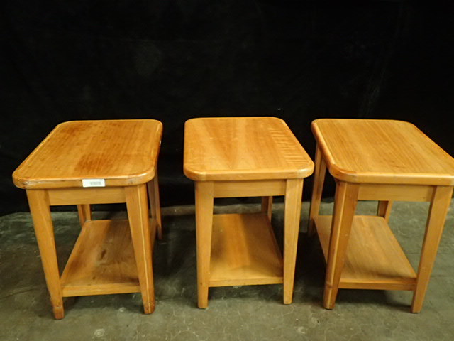 lot 103 image: (3) Solid Hard Wood End Tables